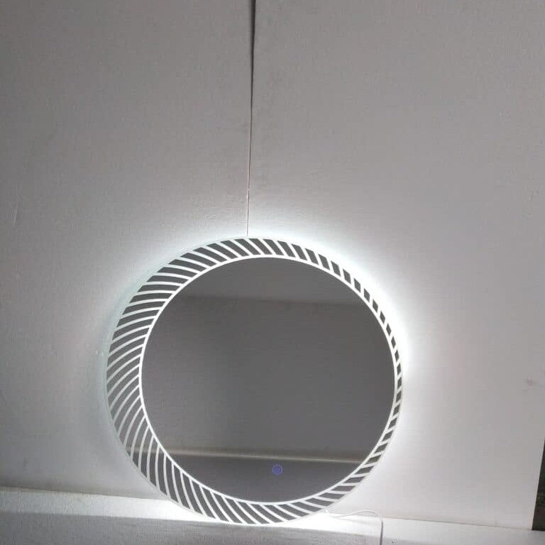 Besty Round LED Bathroom Mirror – 80cm White Circa with Defogger