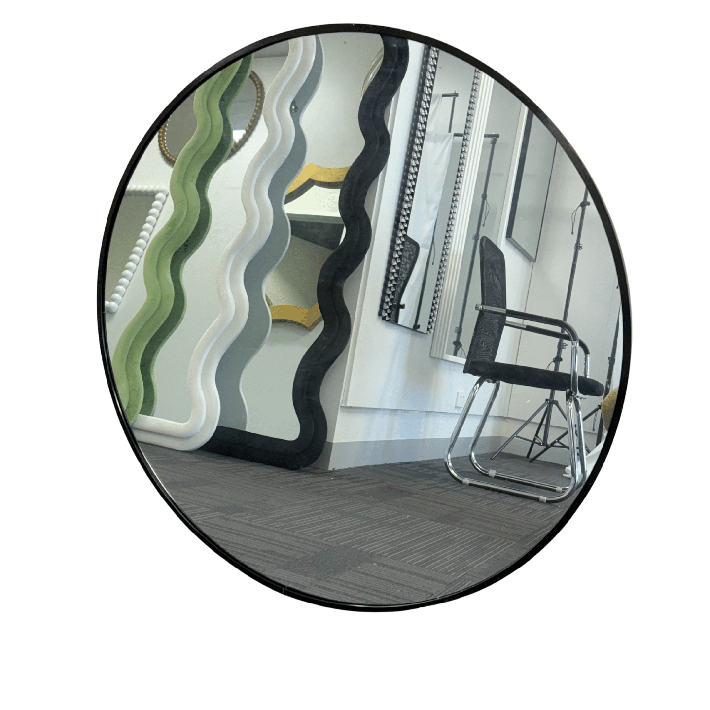 Black Framed Round Wall Mirror – Classic Decorative Design