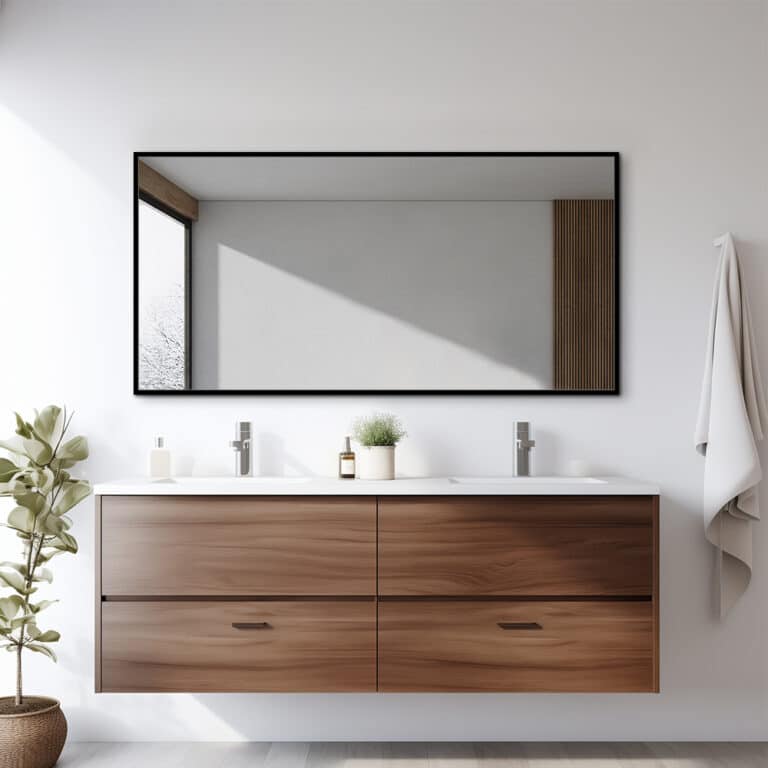 Black Framed Rectangular Full-Length Wall Mirror