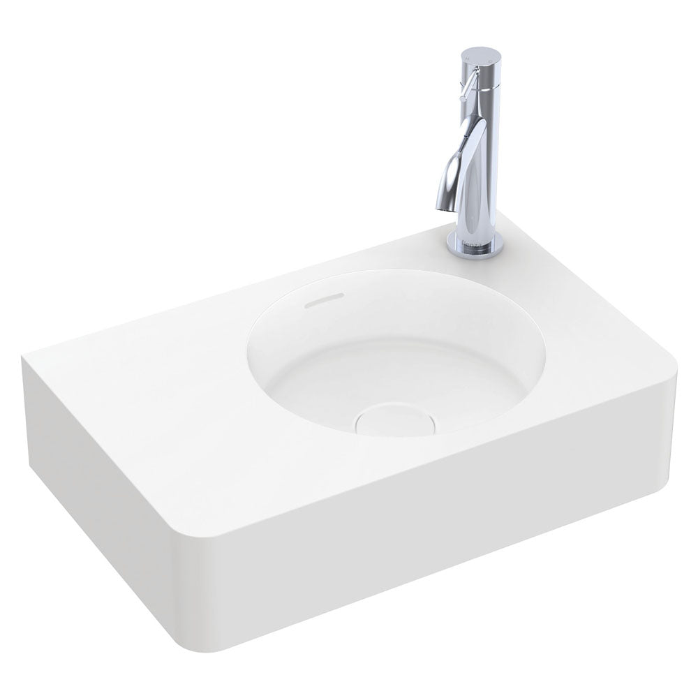 Fienza Encanto 470 Solid Surface Wall Basin, 1 Tap Hole