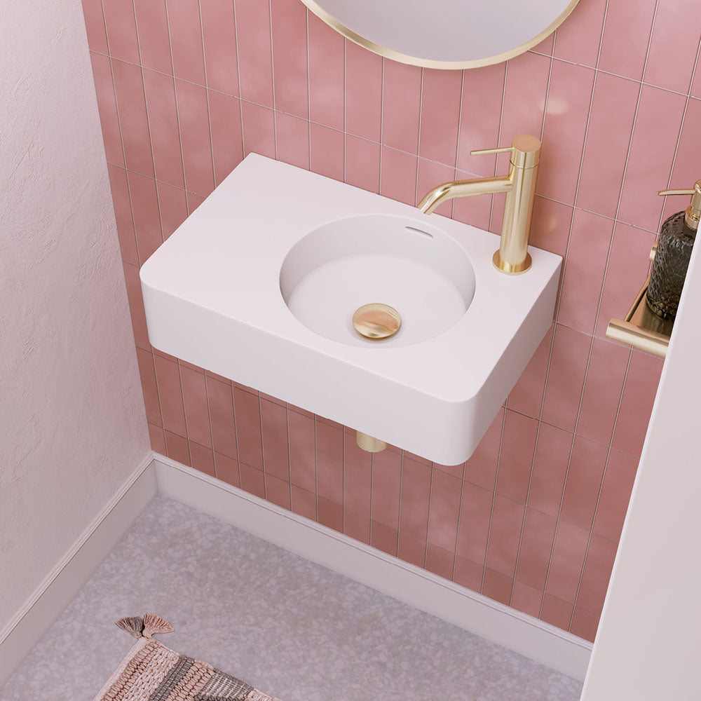 Fienza Encanto 470 Solid Surface Wall Basin, 1 Tap Hole