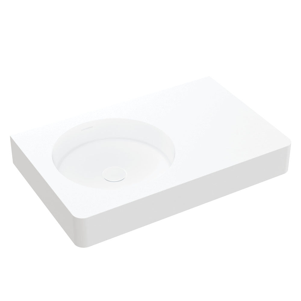 Encanto 700 Solid Surface Wall Basin, No Tap Hole