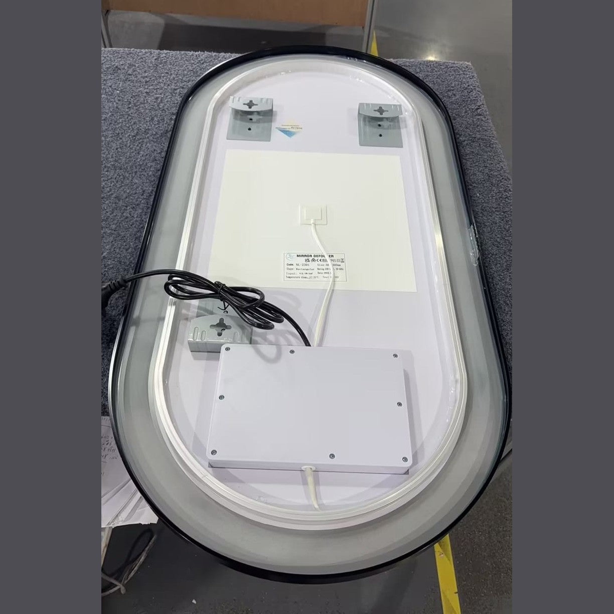 Black Oval LED Bathroom Mirror – Frosted Edge, Defogger, Dimmable (3 Sizes)