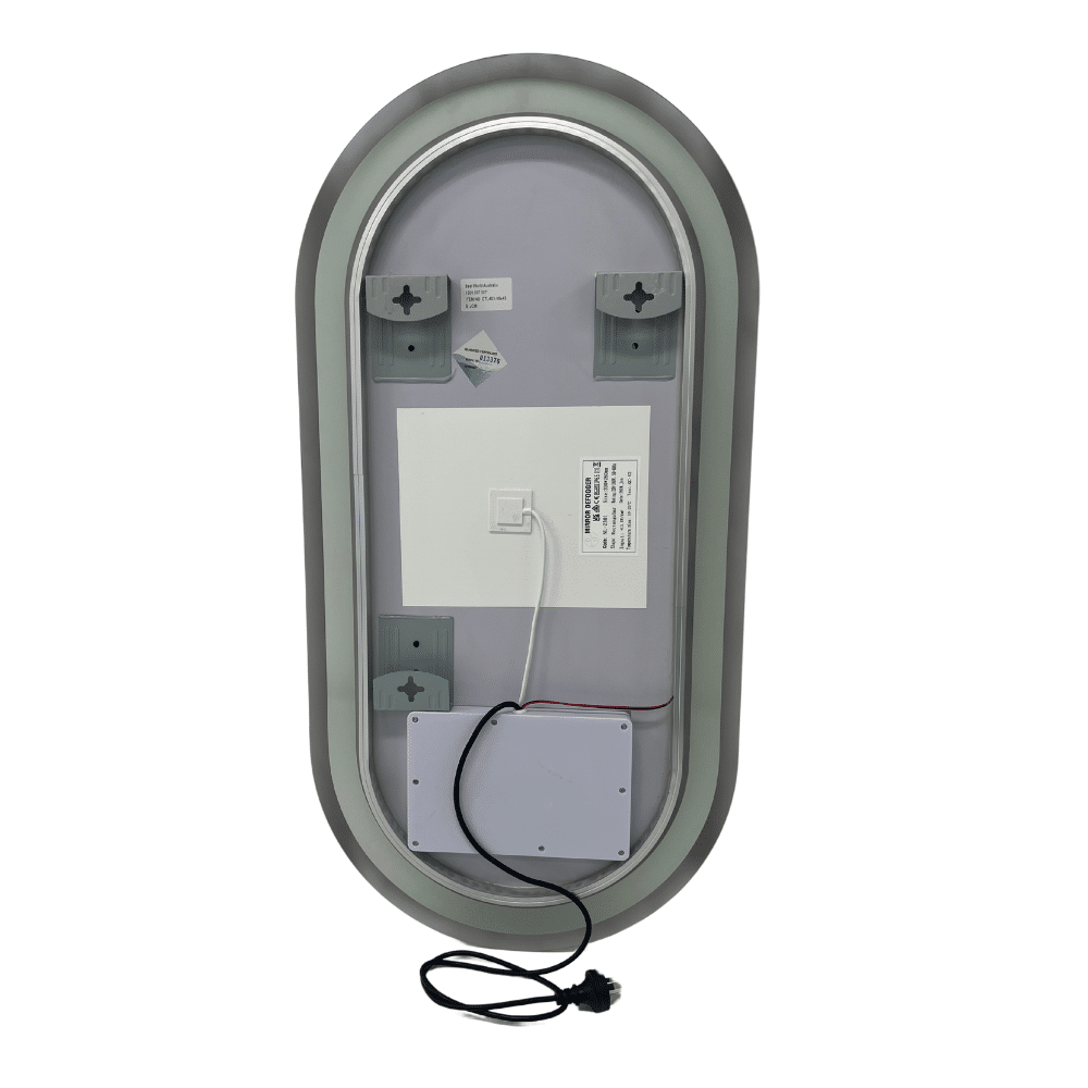 Oval LED Mirror – Frameless Frosted with Defogger & Dimmable 30mm LED Strip