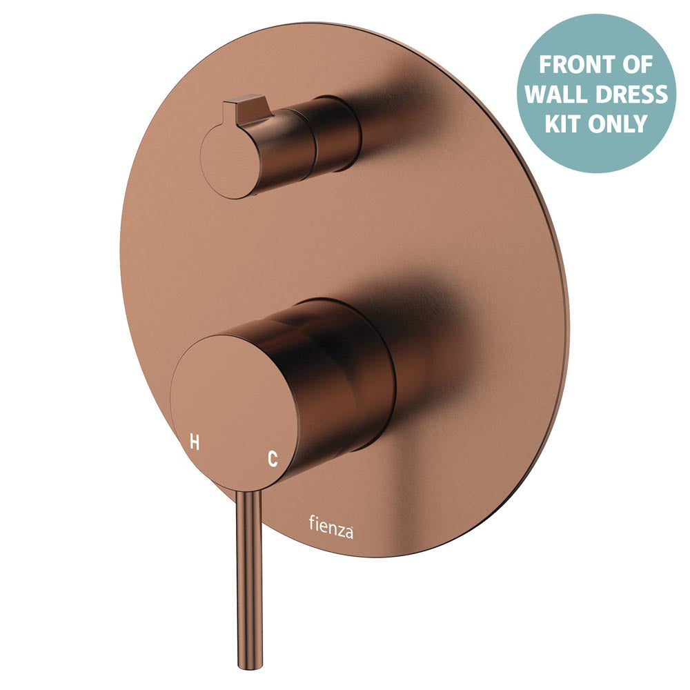 Kaya Wall Diverter Mixer Dress Kit, Large Round Plate - Brushed Copper