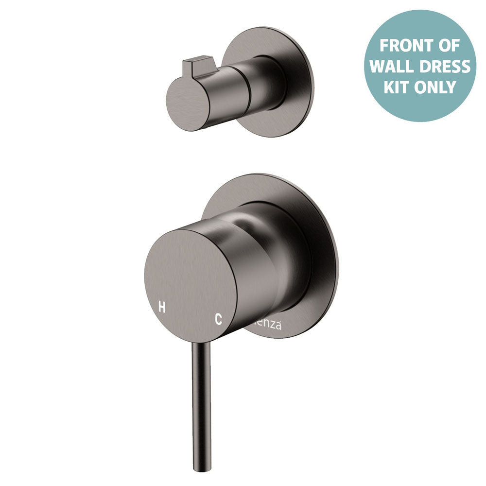 Kaya Wall Diverter Mixer Dress Kit, Small Round Plates - Gun Metal