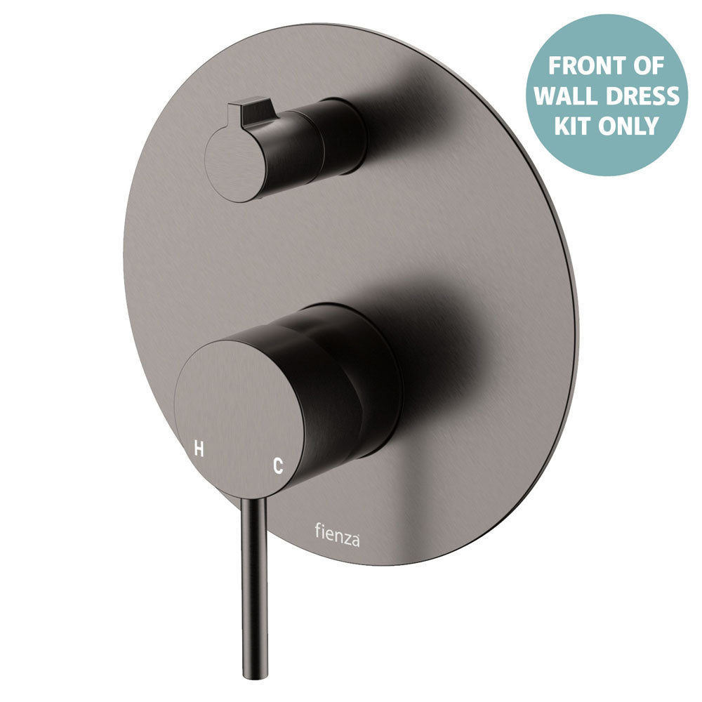 Kaya Wall Diverter Mixer Dress Kit, Large Round Plate - Gun Metal