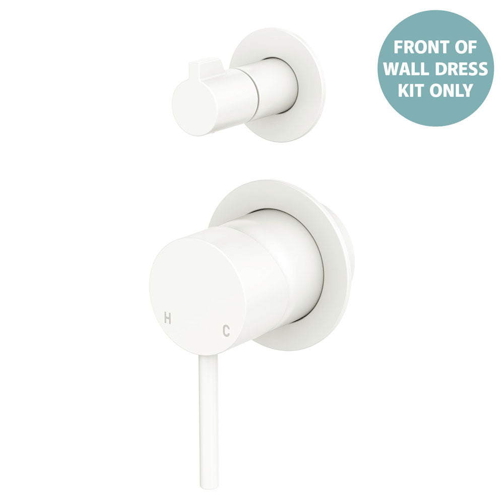 Kaya Wall Diverter Mixer Dress Kit, Small Round Plates - Matte White
