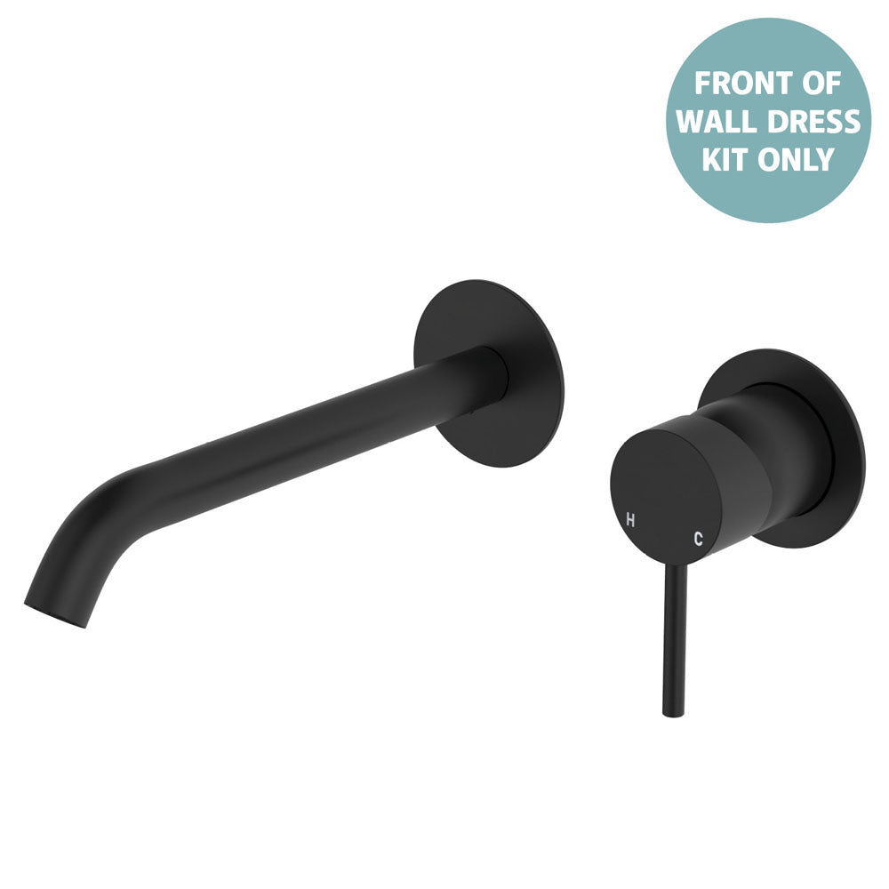 Kaya Basin/Bath Wall Mixer Dress Kit, Round Plates, 200mm Outlet - Matte Black