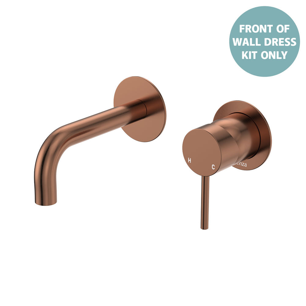 Kaya Basin/Bath Wall Mixer Dress Kit, Round Plates, 130mm Outlet - Brushed Copper