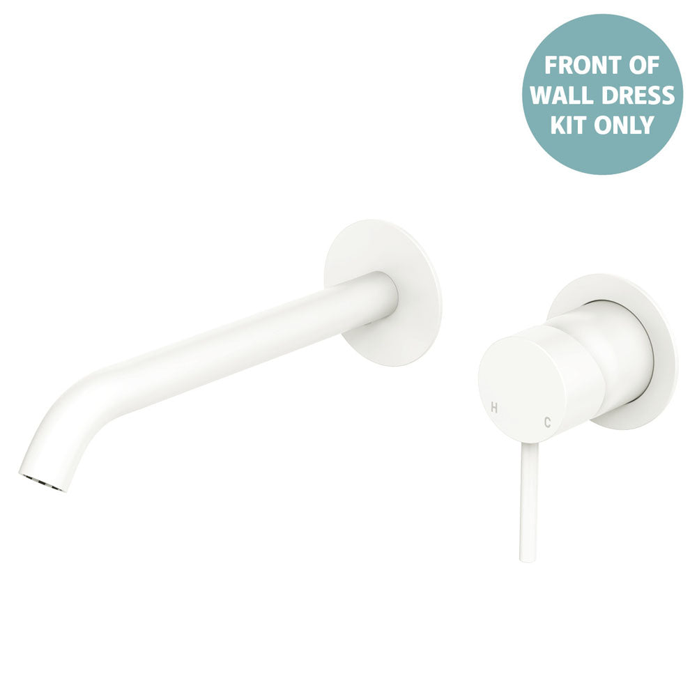 Kaya Basin/Bath Wall Mixer Dress Kit, Round Plates, 200mm Outlet - Matte White