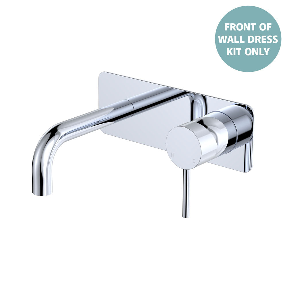 Kaya Basin/Bath Wall Mixer Dress Kit, Rectangular Plate, 130mm Outlet - Chrome