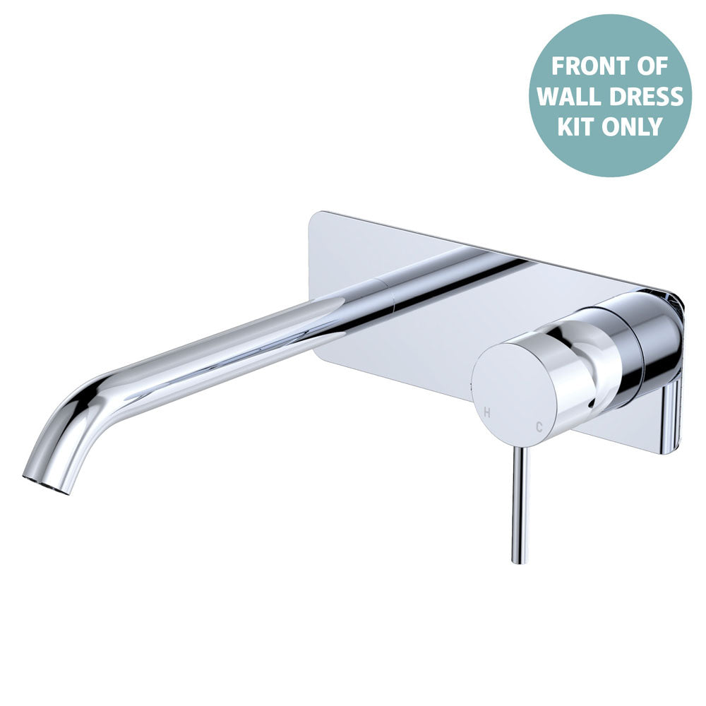 Kaya Basin/Bath Wall Mixer Dress Kit, Rectangular Plate, 200mm Outlet - Chrome