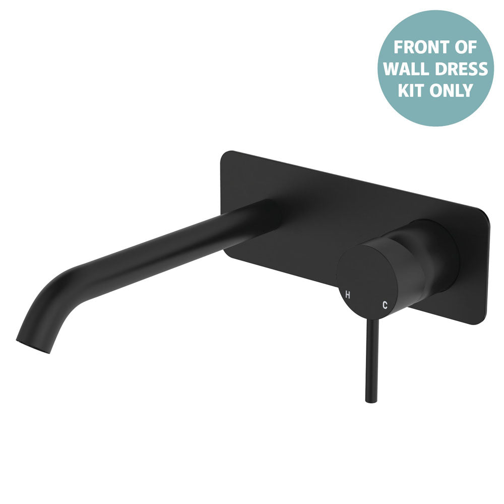 Kaya Basin/Bath Wall Mixer Dress Kit, Rectangular Plate, 200mm Outlet - Matte Black