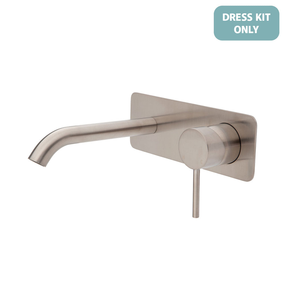 Kaya Basin/Bath Wall Mixer Dress Kit, Rectangular Plate, 160mm Outlet - Brushed Nickel