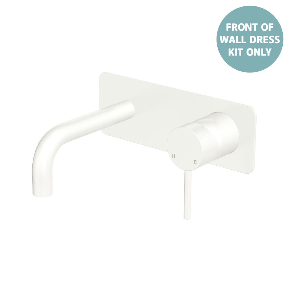 Kaya Basin/Bath Wall Mixer Dress Kit, Rectangular Plate, 130mm Outlet - Matte White
