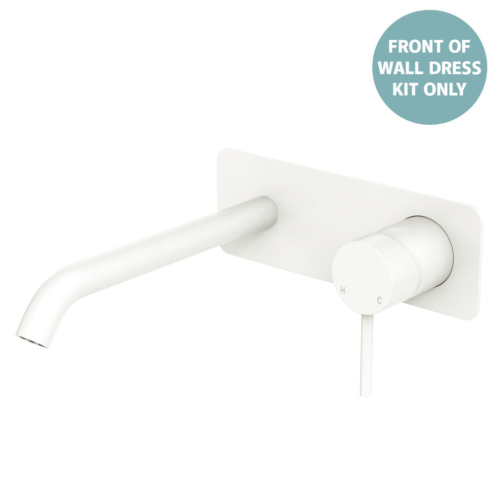 Kaya Basin/Bath Wall Mixer Dress Kit, Rectangular Plate, 200mm Outlet - Matte White
