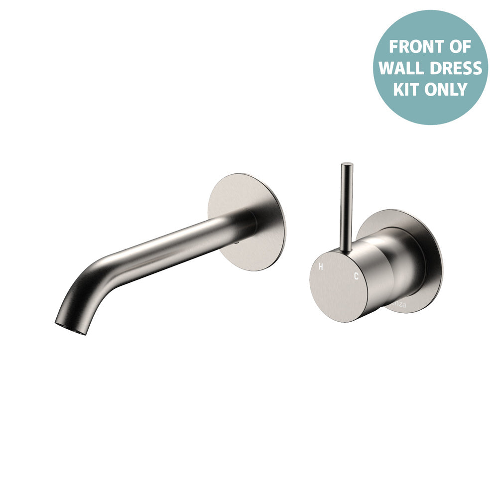 Kaya Up Basin/Bath Wall Mixer Dress Kit, Round Plates, 160mm Outlet - Brushed Nickel