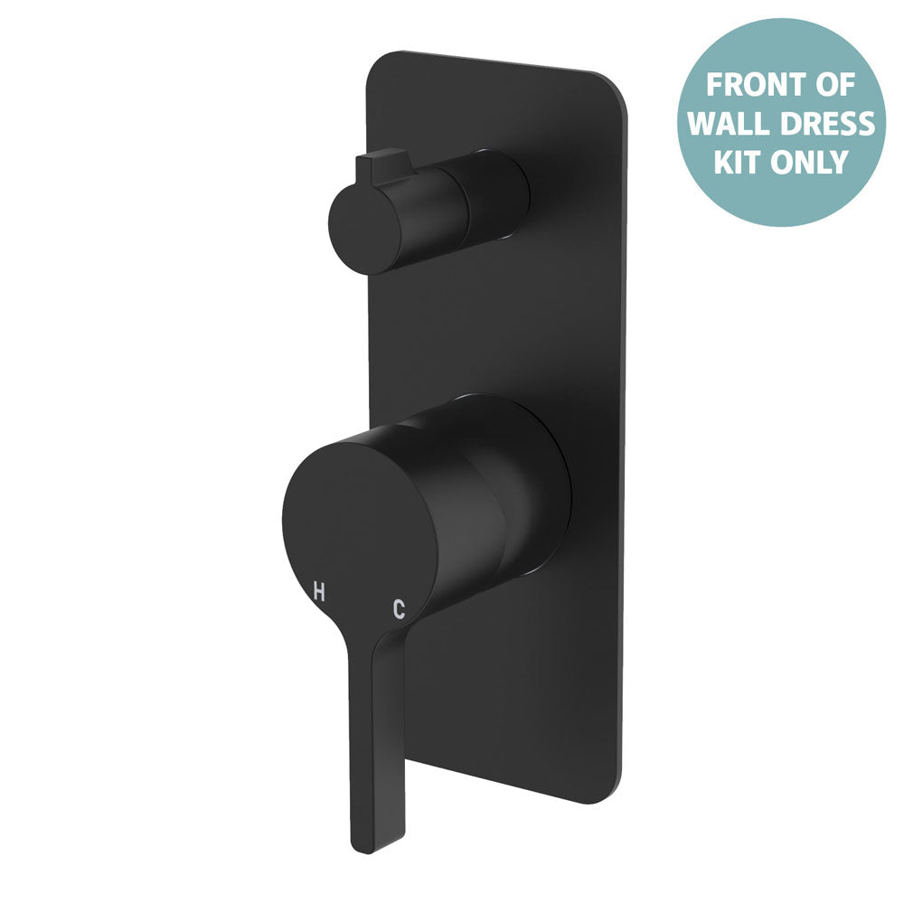 Sansa Wall Diverter Mixer Dress Kit, Rectangular Plate - Matte Black