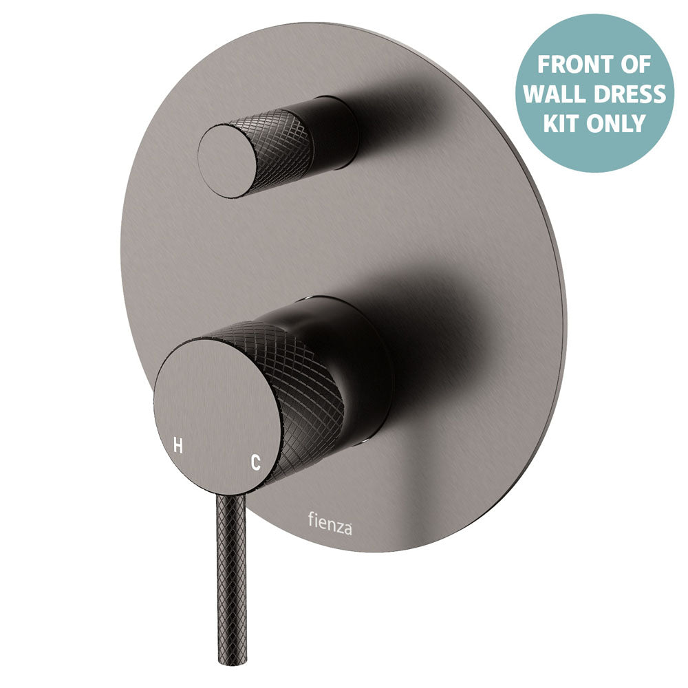 Axle Wall Diverter Mixer Dress Kit, Large Round Plates - Gun Metal