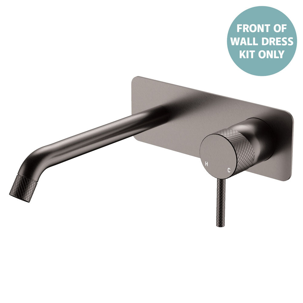 Axle Wall Basin/Bath Mixer Dress Kit, Rectangular Plate, 200mm Outlet - Gun Metal