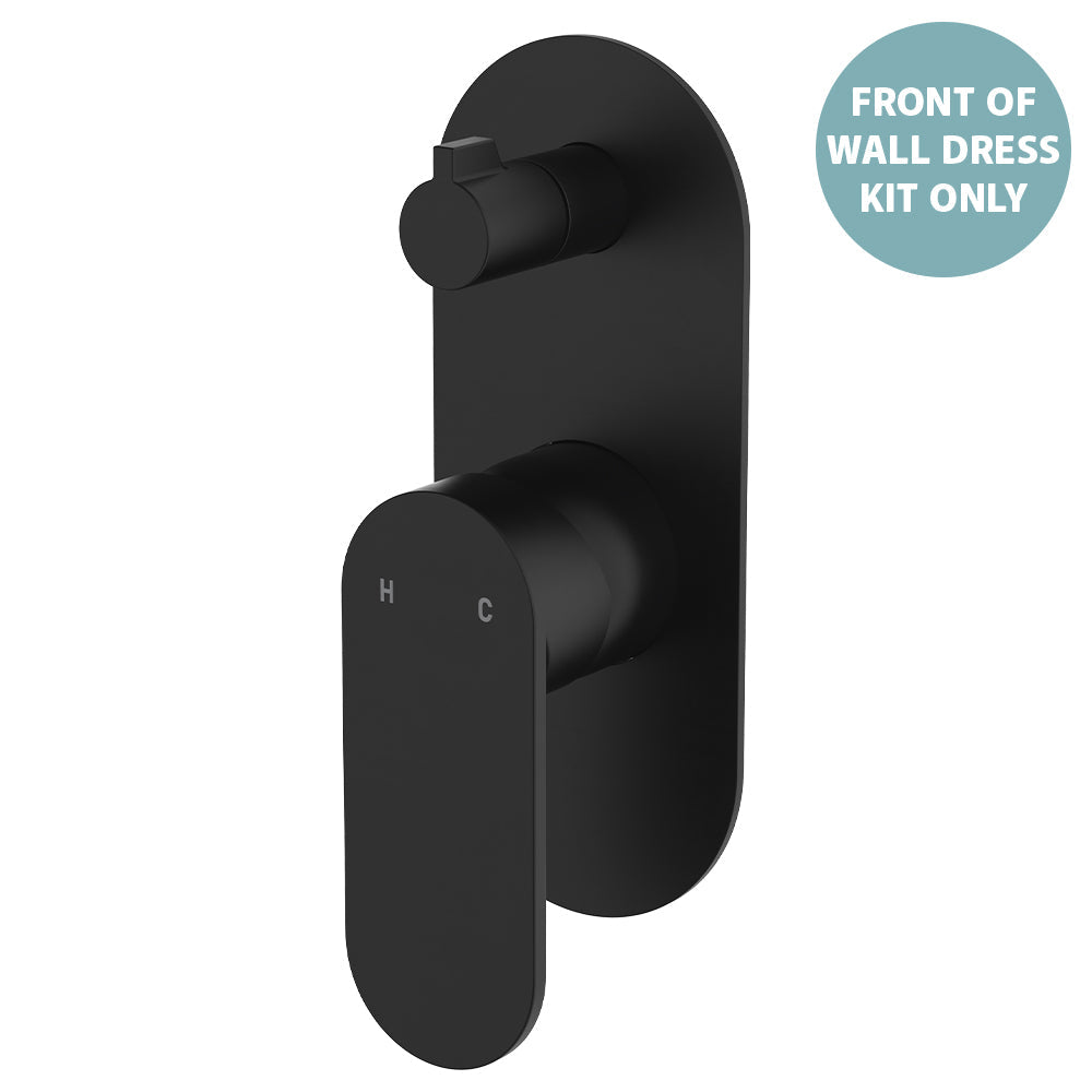 Empire Slim Wall Diverter Mixer Dress Kit, Large Oval Plate, Vertical - Matte Black