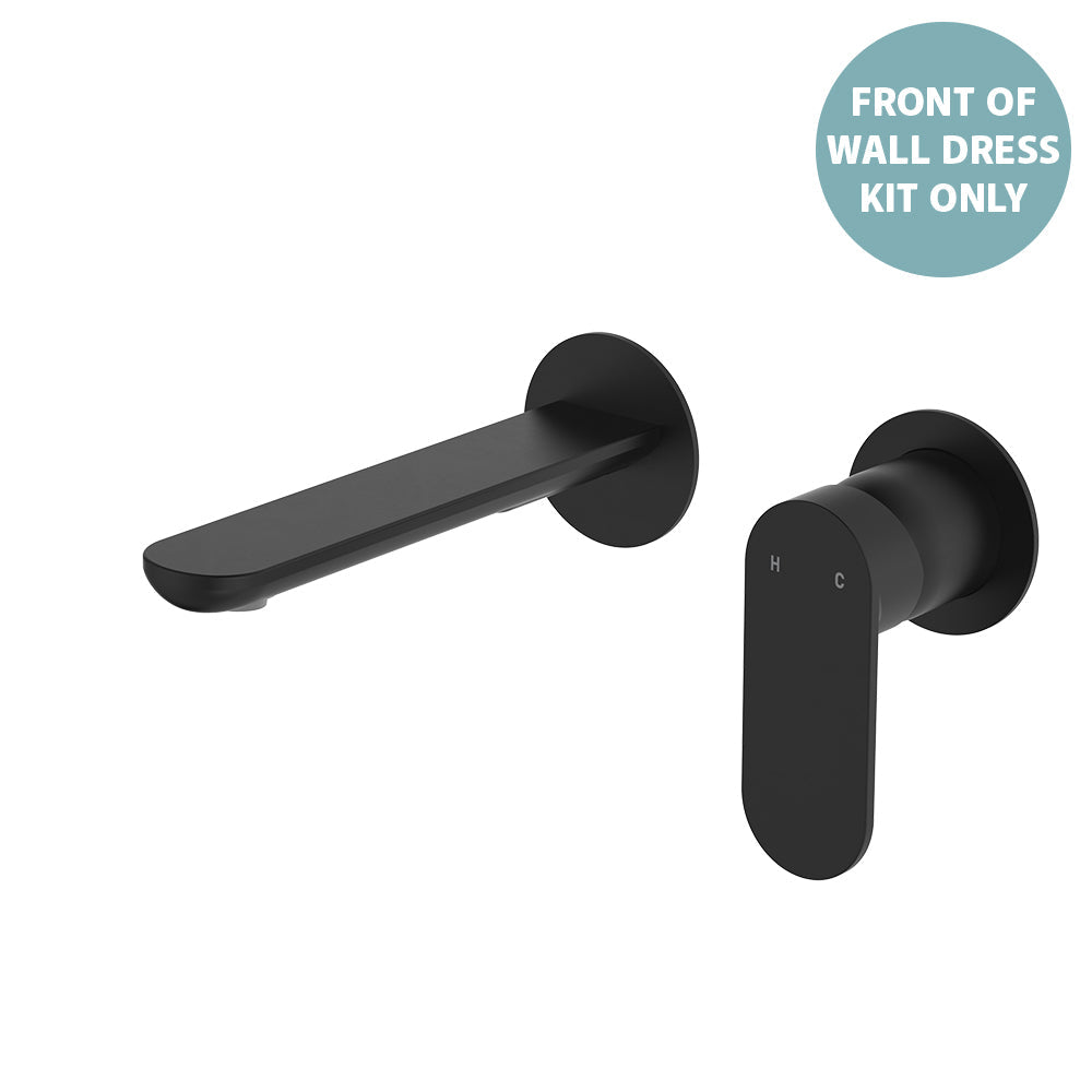 Empire Slim Basin/Bath Wall Mixer Set Dress Kit, Round Plates, 160mm Outlet - Matte Black