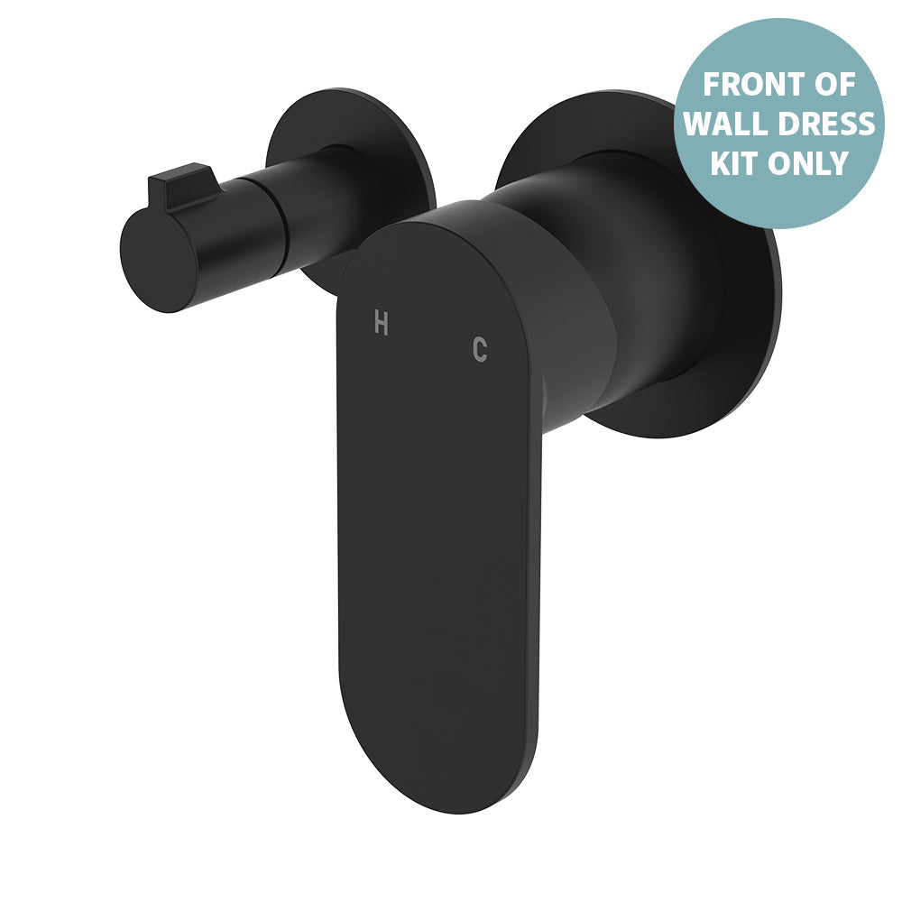 Empire Slim Wall Diverter Mixer Dress Kit, Small Round Plates, Horizontal - Matte Black