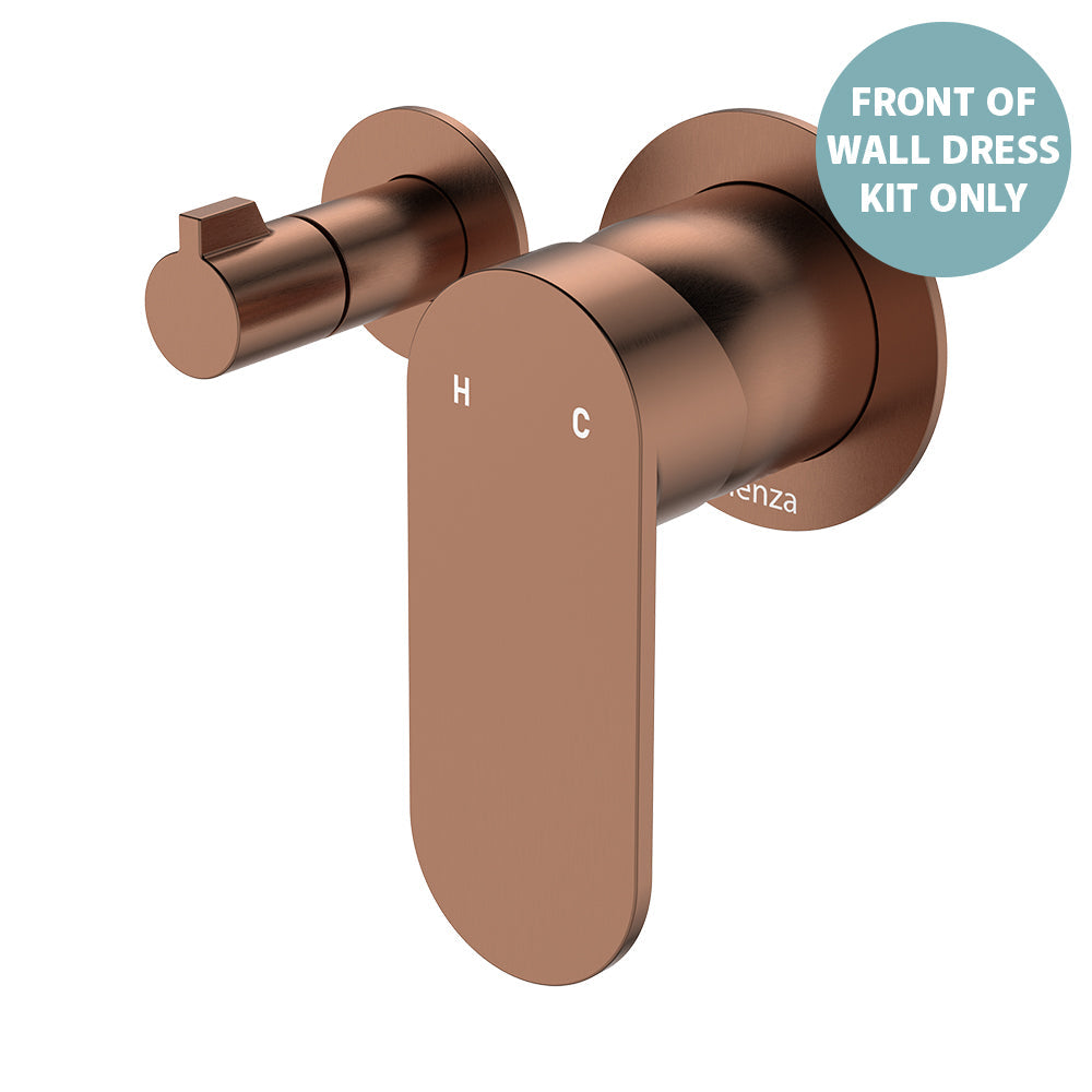 Empire Slim Wall Diverter Mixer Dress Kit, Small Round Plates, Horizontal - Brushed Copper