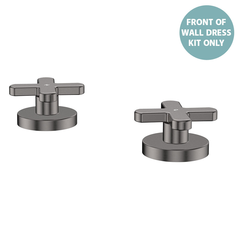 Kaya Hob Set Dress Kit, Cross Taps - Gun Metal