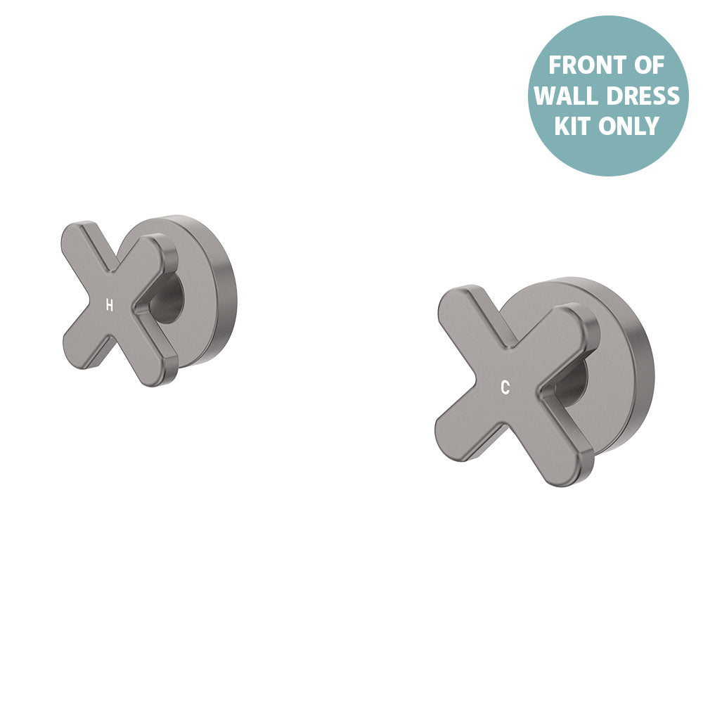 Kaya Wall Set Dress Kit, Cross Taps - Gun Metal