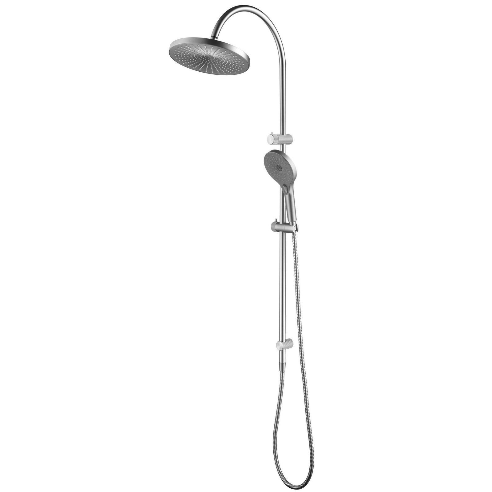 Mica Fluted Gooseneck Dual Shower Rail