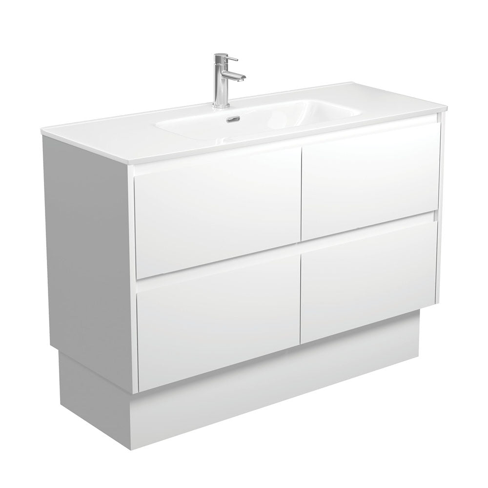 Joli Amato 1200 Satin White Vanity On Kick
