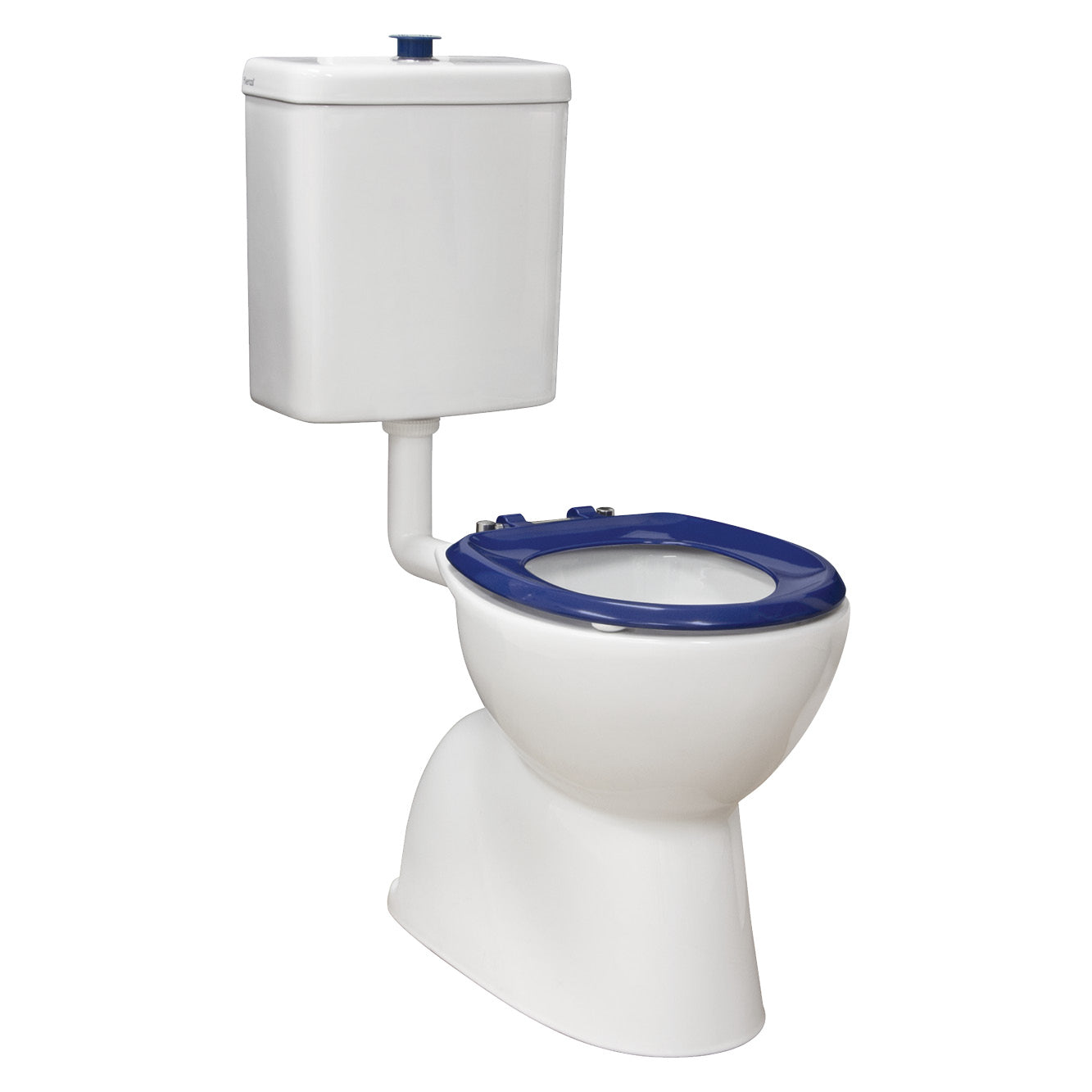 Stella Care Adjustable Link Toilet Suite, Gloss White with Blue Seat