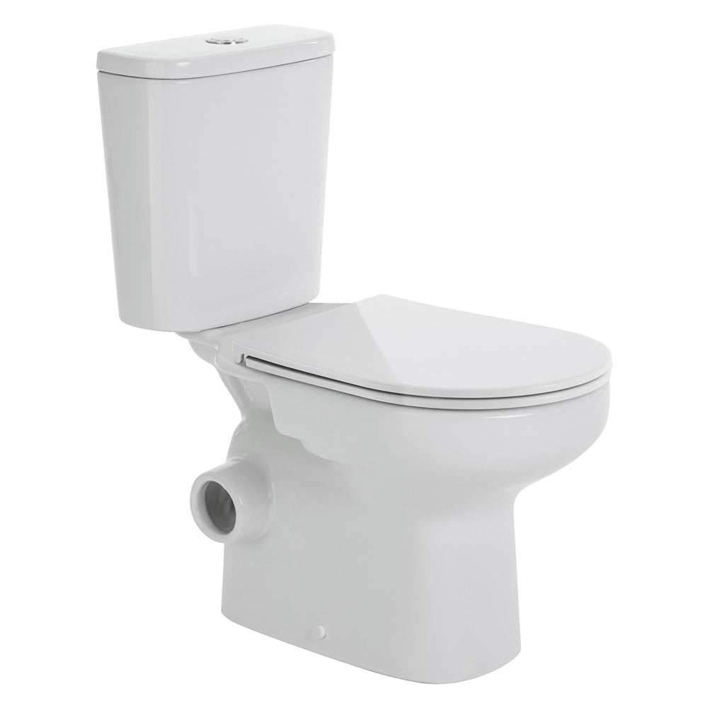 Petra Close-Coupled Toilet Suite, Left Skew Trap, Gloss White with Slim Seat