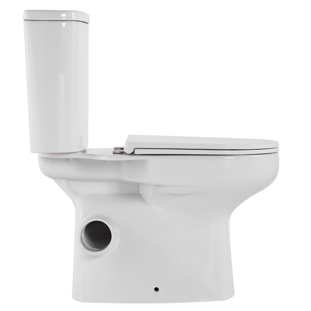 Petra Close-Coupled Toilet Suite, Left Skew Trap, Gloss White with Slim Seat