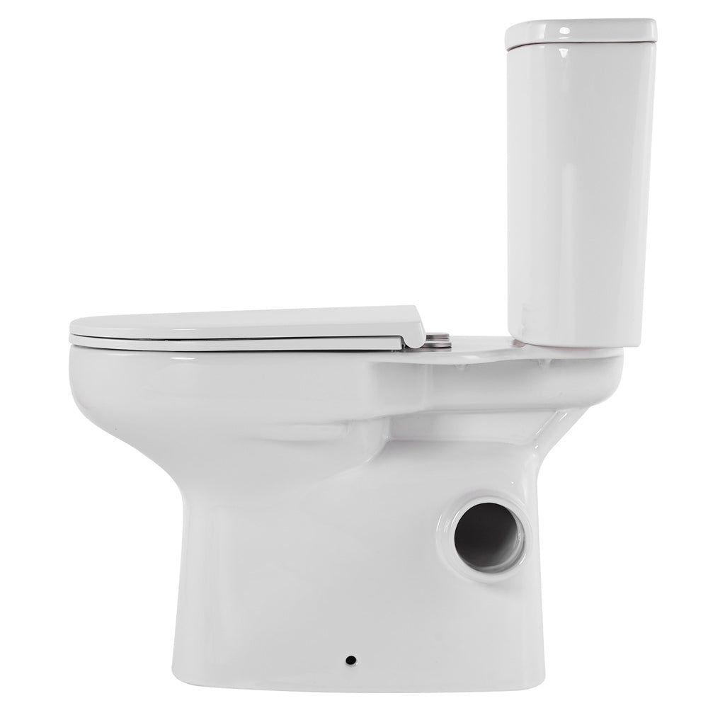 Petra Close-Coupled Toilet Suite, Right Skew Trap, Gloss White with Slim Seat