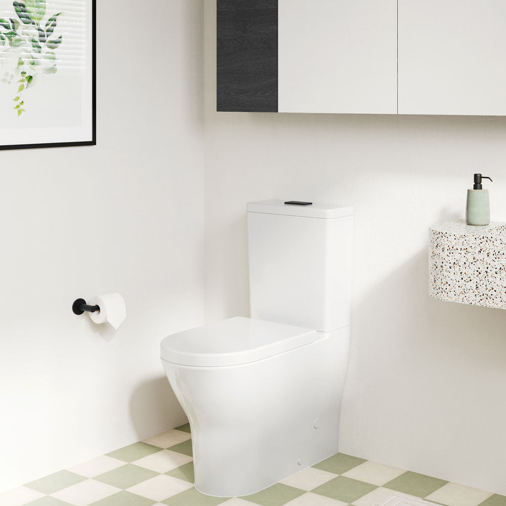 Tono Tornado Flush Back-to-Wall Toilet Suite, Gloss White