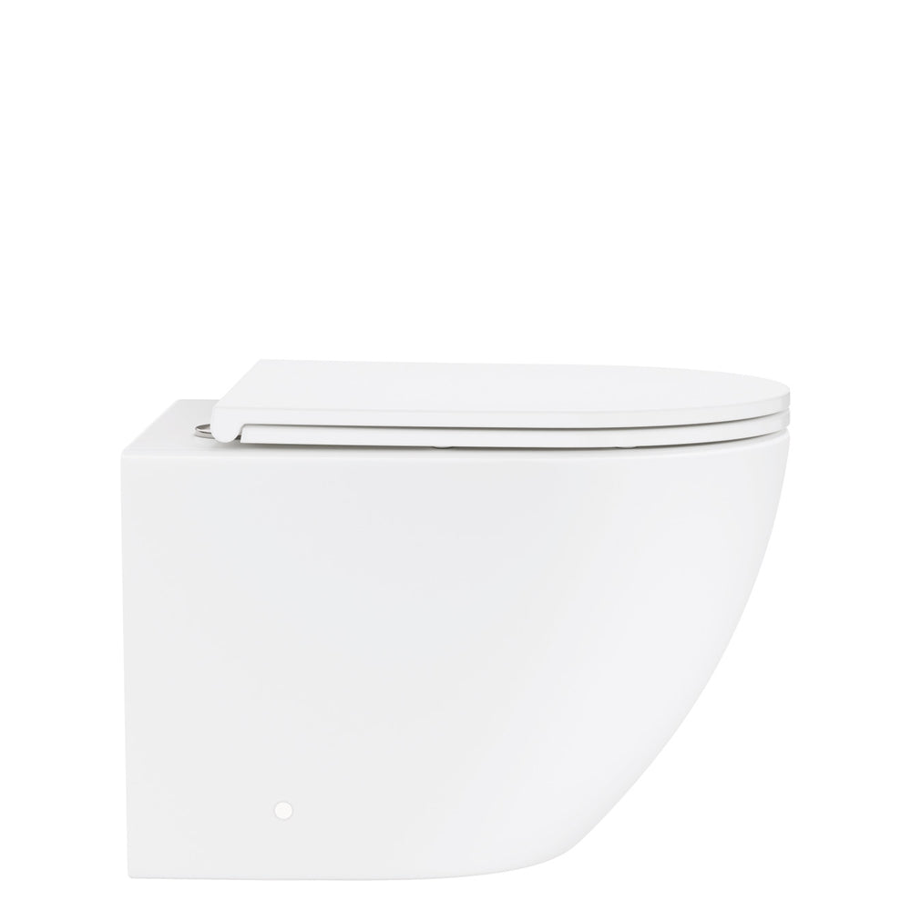 Koko Tornado Flush Wall Hung Toilet Suite, Matte White with Slim Seat