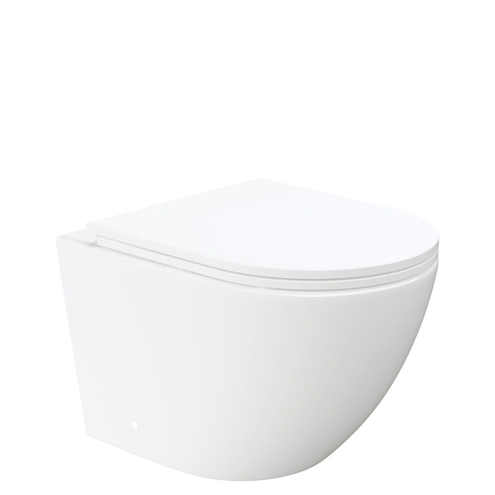 Koko Tornado Flush Wall Hung Toilet Suite, Gloss White with Slim Seat