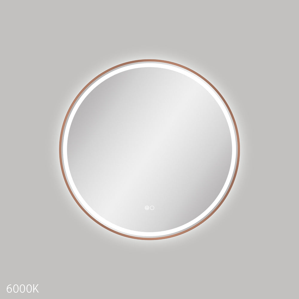 Reba LED Brushed Copper Framed Mirror, 700mm