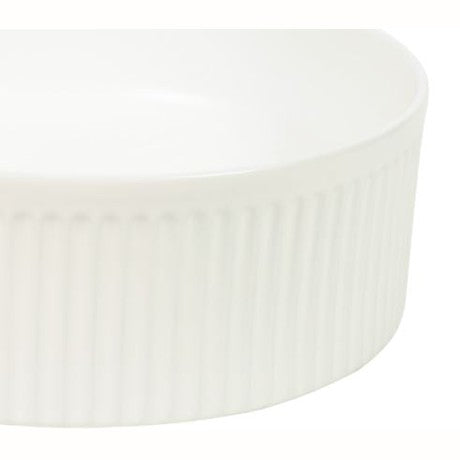 Lucid 37 Round Fluted Above-Counter Basin – Matte White Finish at Blue Bathware