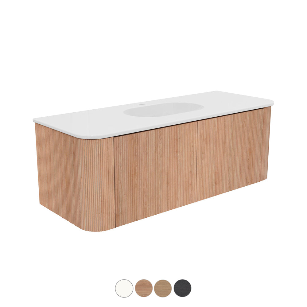 Fienza Margot Wall Hung Double Curve Cabinet with Lola Basin Top 750/900/1200/1500MM