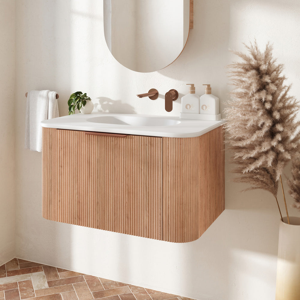 Fienza Margot Wall Hung Double Curve Cabinet with Lola Basin Top 750/900/1200/1500MM