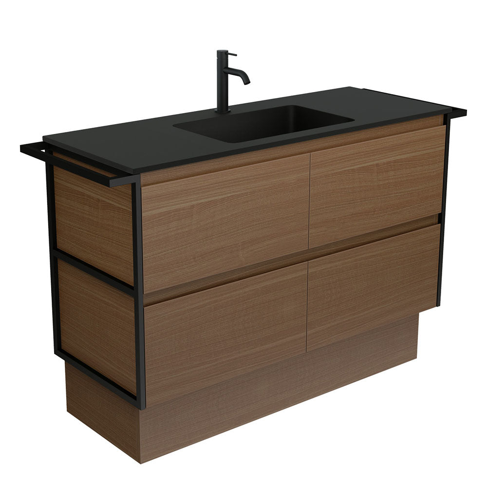 Montana Amato 1200 Walnut Vanity, Twin Towel Rails And Kick