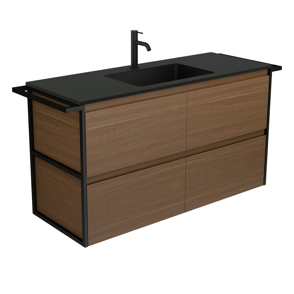 Montana Amato 1200 Walnut Vanity, Twin Towel Rails, Wall-Hung