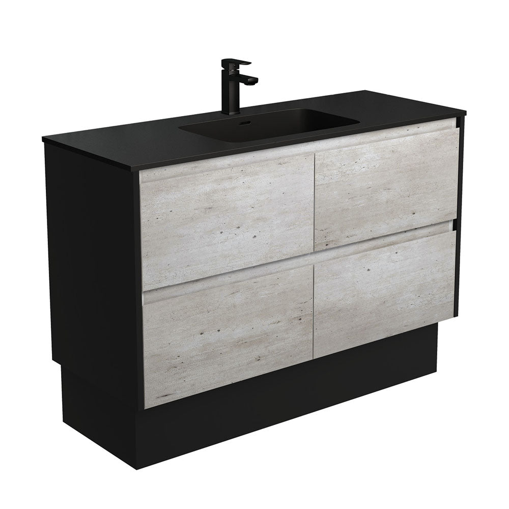 Montana Amato 1200 Industrial Vanity On Kick, Satin Black Panels