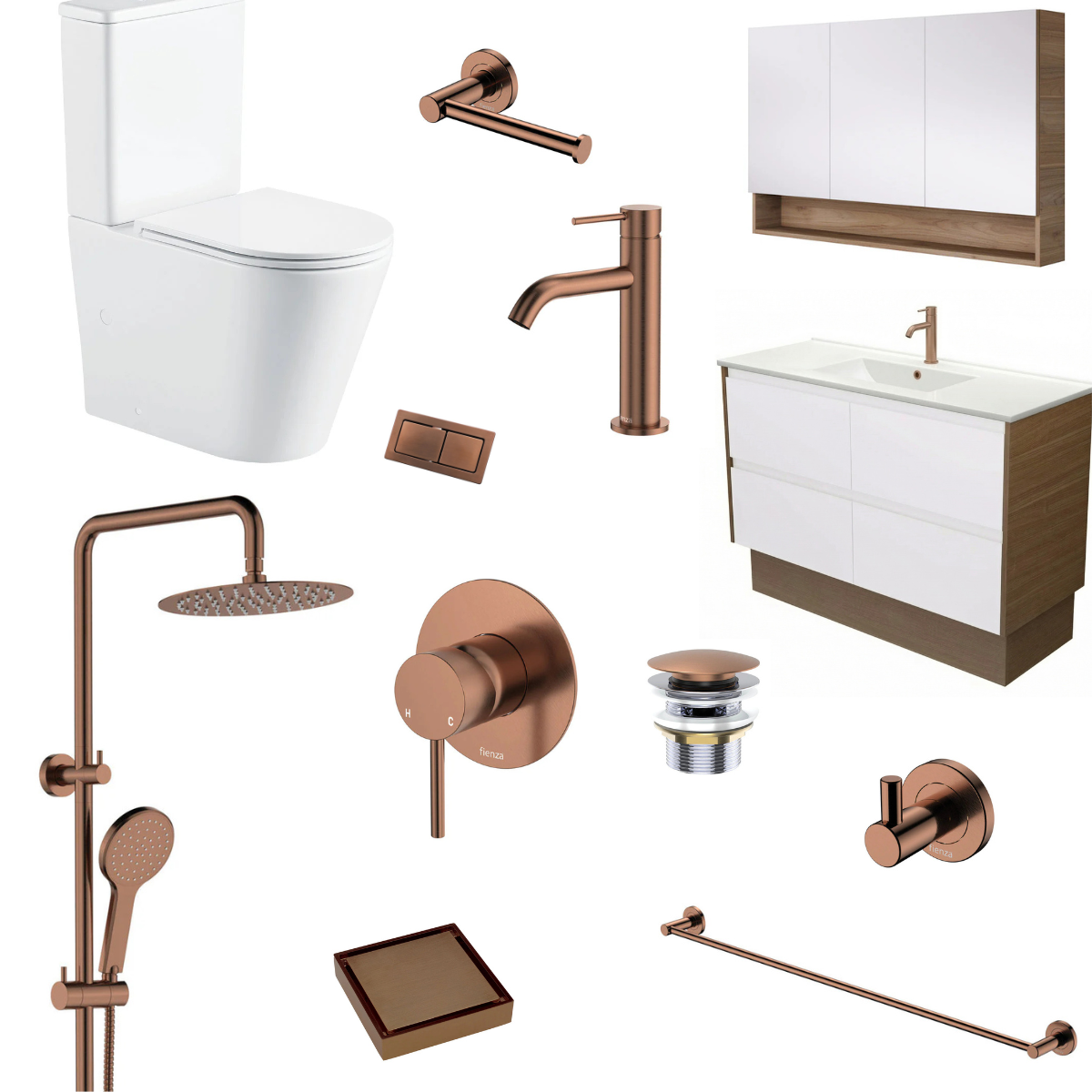 Fienza Ultimate 12-Piece Bathroom Package — Brushed Copper