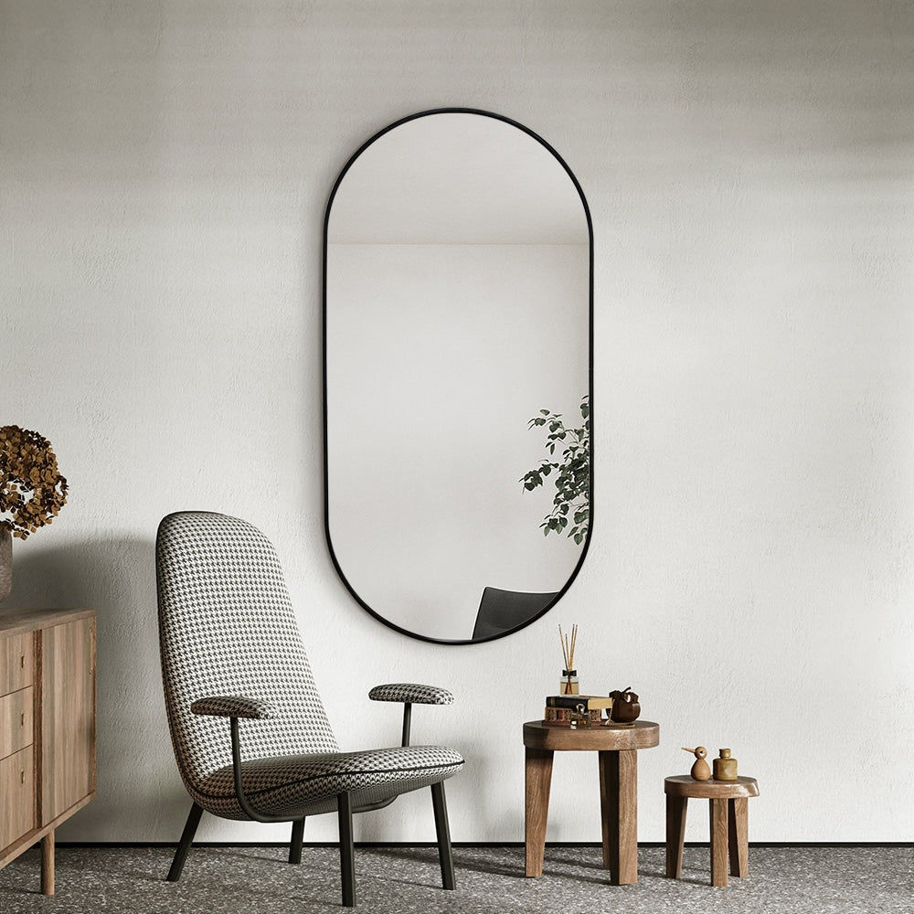 Oval Classic Wall Mirror – Black Aluminium Alloy Frame