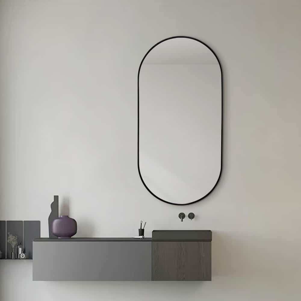Oval Classic Wall Mirror – Black Aluminium Alloy Frame